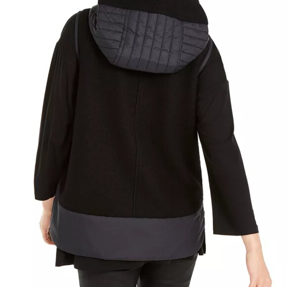 Eileen Fisher Black Quilted Hooded Vest Women's Sz S B23 - Picture 5 of 16